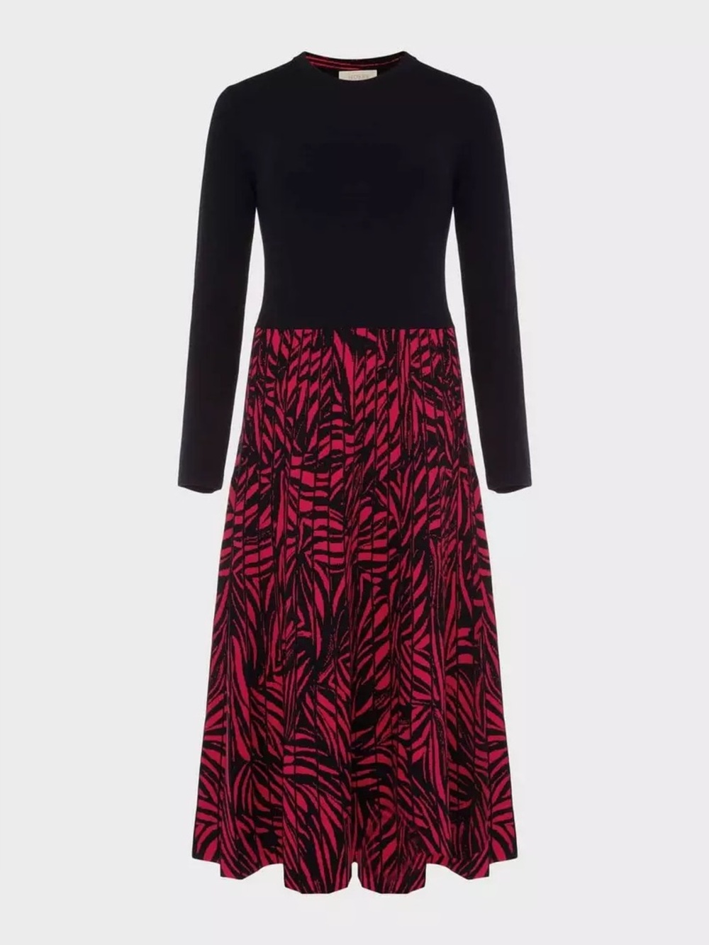Hobbs Harlie Midi Knitted Sweater Dress Navy Pink Zebra Pleated Size 8